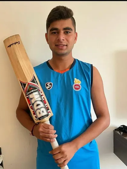 A portrait of our young bowler, Parteek Sehrawat. His stunning 10-fer on debut shows the massive character and skill we build in our players.
