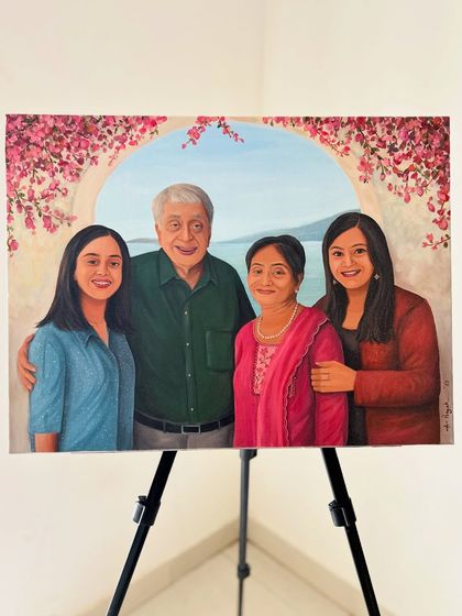 The final painting of the merged family portrait, ready to be sent as a surprise for a milestone birthday. It’s a wonderful way to feel together, even when you’re miles apart.