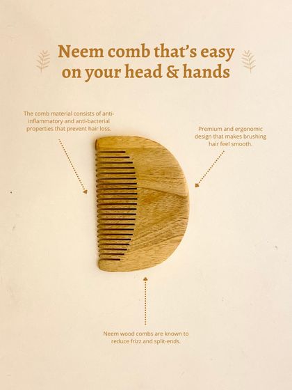My Neem comb is easy on your head and hands, with anti-inflammatory properties and an ergonomic design for smooth brushing.