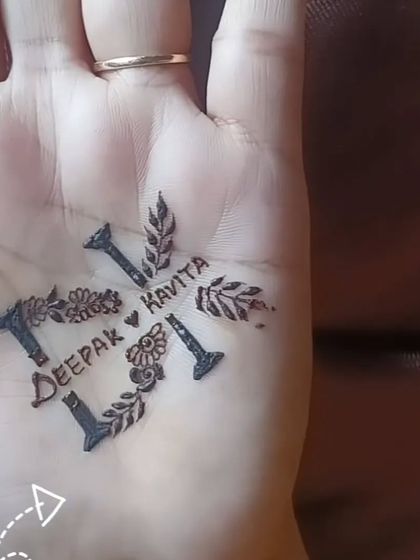 An example of an initial design for 'D' and 'K' applied on the palm.