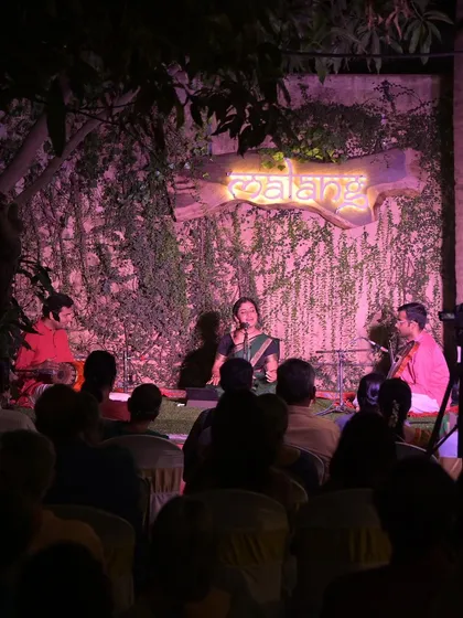 Another view of the beautiful 'Malang' stage at Namma Ashram, showing the audience enjoying the performance.