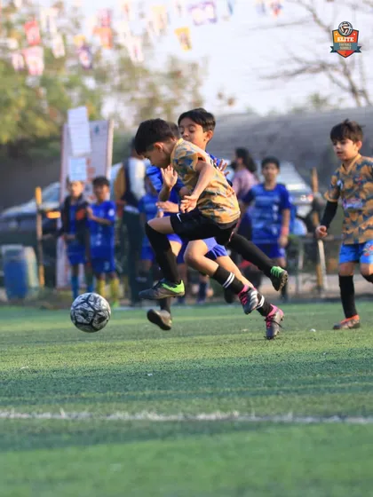 A fierce but fair challenge for the ball. Our players are taught to be tough competitors.