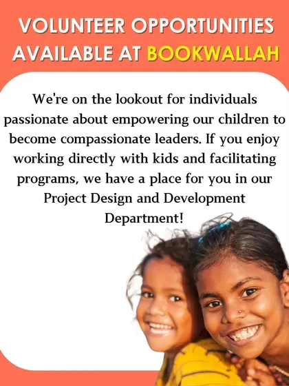 A call for volunteers for our Project Design and Development Department, perfect for those who enjoy working directly with kids and facilitating programs.