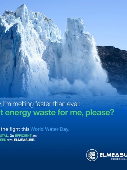 On World Water Day, I use this powerful image to highlight the connection between energy waste and melting glaciers, urging everyone to go digital and efficient to preserve our planet.