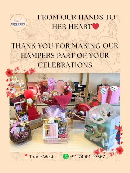 A heartfelt thank you for letting me be a part of your Mother's Day celebrations. This image shows a collection of the beautiful pink and red themed hampers I created, each one packed with love and appreciation.