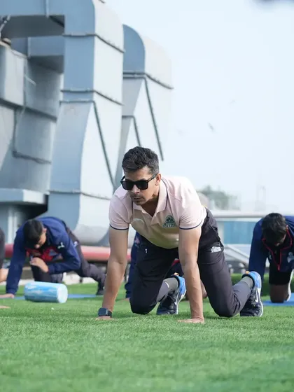 Scenes from a match day activation session on a rooftop. We use whatever space we have to get the team ready.
