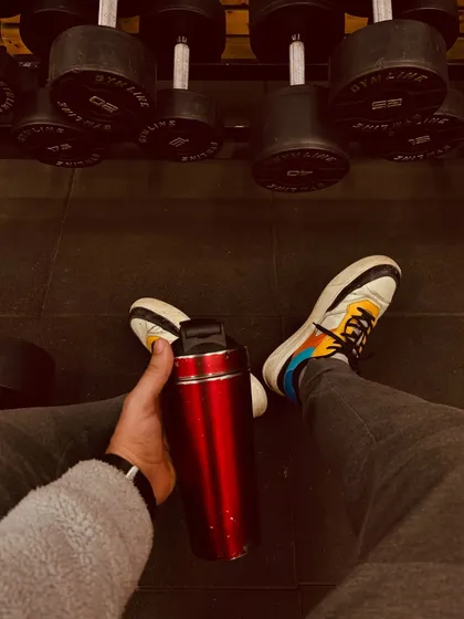 A post-workout essential. A quality protein shake in my shaker bottle helps with muscle recovery and growth after a tough session.