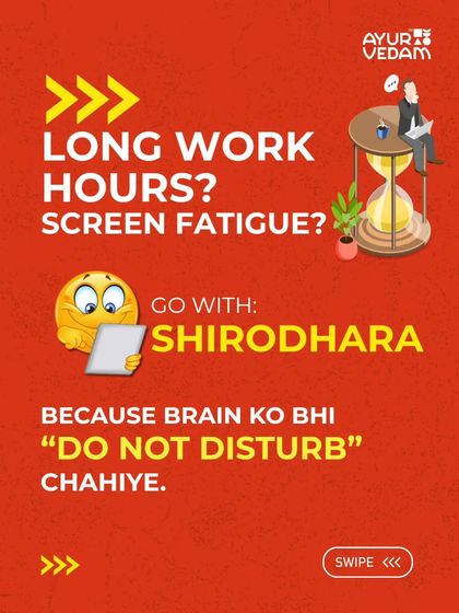 Long work hours and constant screen fatigue? Your brain needs a "do not disturb" mode too. Shirodhara is the perfect Ayurvedic ritual to give your mind the deep rest it deserves.