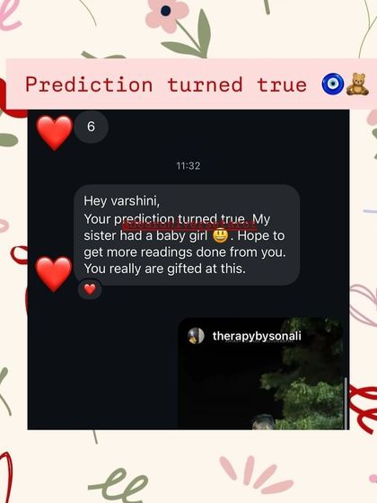 A beautiful prediction came true for this client's family, with their sister having a baby girl. It's an honor to be a small part of such joyous family news.