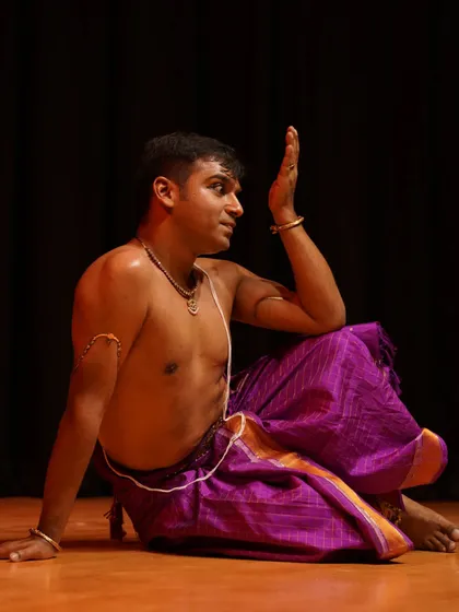 A moment of grace from the Shivaarghya Festival at Ganesa Natyalaya. This festival is a captivating showcase of male dancers, weaving tales of devotion and artistry.