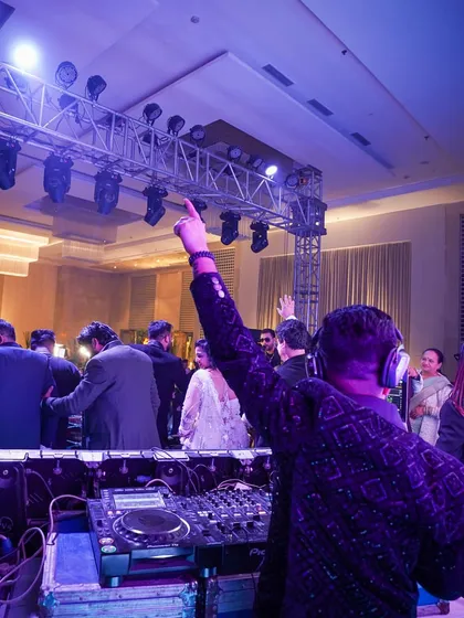 A view from behind, showing me leading the party. This perspective highlights my role in controlling the room's energy.