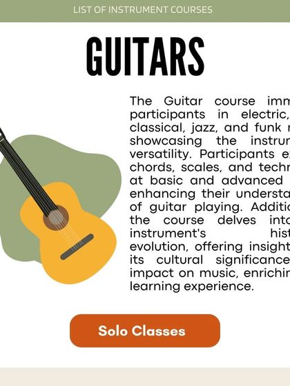 An overview of our guitar course, which immerses participants in electric, folk, classical, jazz, and funk music.