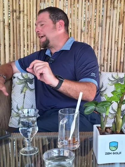 A close-up of visiting PGA Pro Mathew Reise during his interview, sharing invaluable tips for all golf enthusiasts.