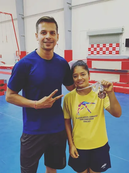 Celebrating Pranati's success back at the training center. These victories are a result of a huge team effort behind the scenes.