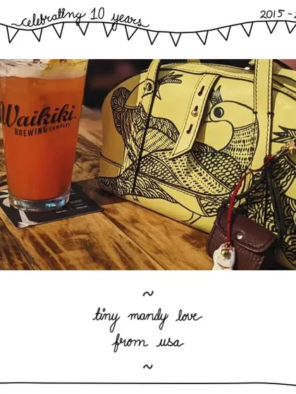 A perfect example of how art transforms a bag. This Tiny Mandy was customized for our patron Vandita with a hand-painted Gond peacock motif on a vibrant yellow leather. It’s a one-of-a-kind piece that traveled all the way to the USA.
