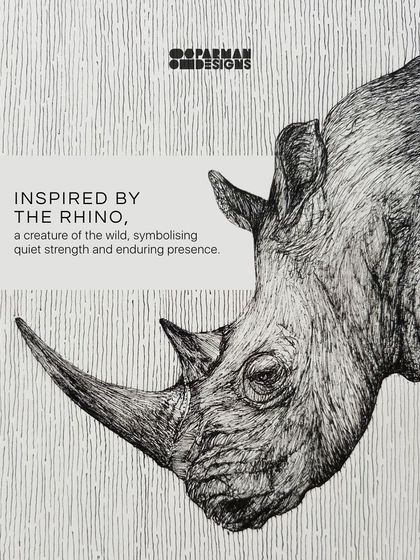 Our inspiration for the Rhino chair comes from the creature itself, a symbol of quiet strength and enduring presence. This sketch shows the origin of the idea, translating the powerful essence of the wild into a functional piece of art.