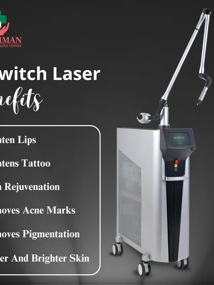 This graphic details the benefits of the versatile Q-Switch laser. It's a cornerstone of my clinic for treating a range of concerns, including pigmentation, tattoo removal, and overall skin rejuvenation.
