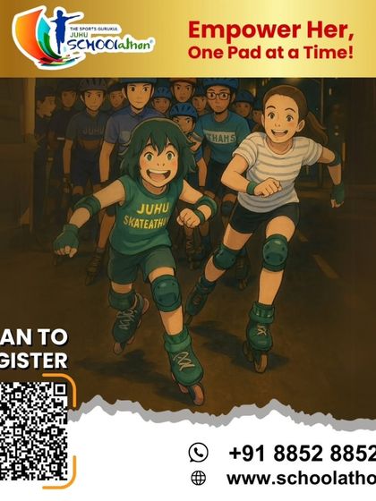 The Juhu Skateathon is another of our unique community events, combining sport with a social cause. This poster invites skaters to "Glide for Change," with multiple race categories for participants of all skill levels.