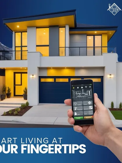 We put smart living at your fingertips. This image encapsulates our promise: complete control over your home's lighting, climate, and security, all managed from a single, intuitive app on your smartphone.