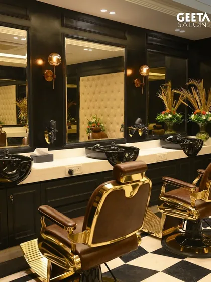 Welcome to the barber zone. With classic checkered floors, premium leather chairs, and a modern aesthetic, this is your dedicated space to unwind and get groomed in style.