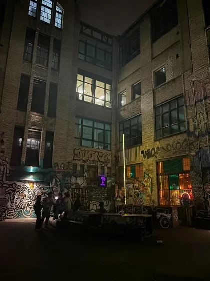 The courtyard of Panke Culture in Berlin, where I played for the No Future party. The venue itself had such a raw, underground vibe that was perfect for the night.