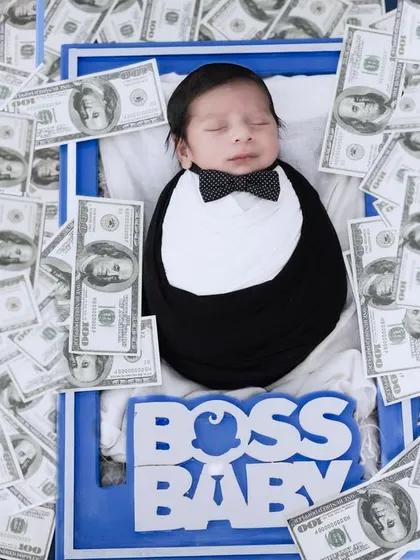 A variation of the Boss Baby theme, this time without the glasses, showing the baby's sweet, sleeping face. I always capture multiple options for you to choose from.