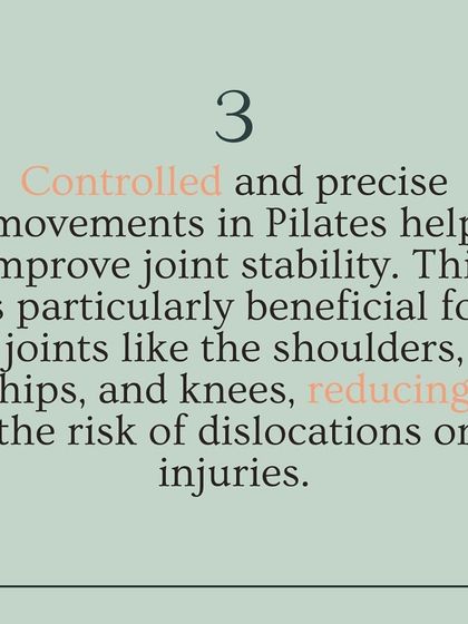 The controlled and precise movements in Pilates help improve joint stability. This is especially beneficial for shoulders, hips, and knees, reducing the risk of future injuries or dislocations.