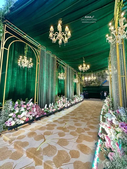 The complete walkway, a stunning corridor of light, color, and texture that leads guests to the main event.