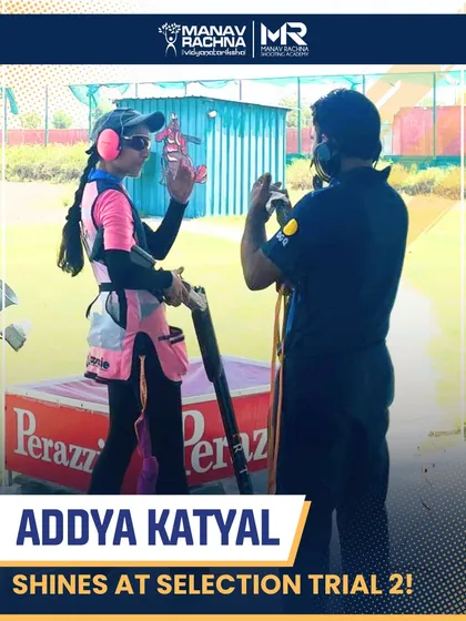 A moment of focus between our shooter Addya Katyal and her coach during Selection Trial 2. This interaction highlights our hands-on coaching approach that leads to top-tier results.