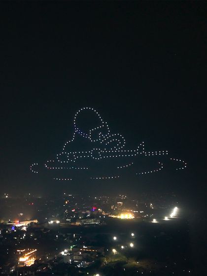 A close-up of a naval ship formation from our tribute to the Indian Navy. Every detail is designed to honor the power and prestige of our naval fleet.