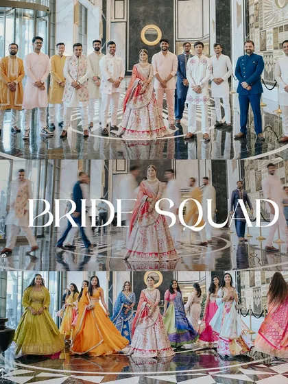 The bride and her squad, looking absolutely regal. I coordinate with photographers to ensure we get these stunning group shots that celebrate friendship.