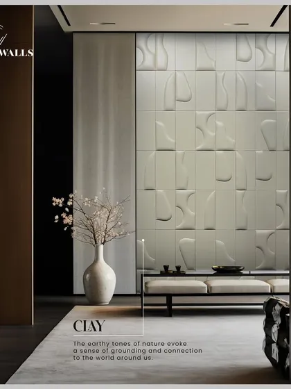 The 'Clay' panel evokes a sense of grounding and connection. The earthy tones and soft, flowing 3D shapes create a minimalist design that showcases luxury in every inch.