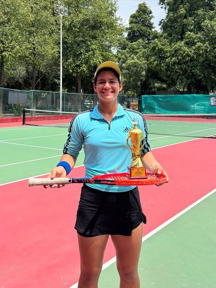 Another tournament, another title. Riya Sachdeva after winning the Women’s Doubles 1 Lac Title in Chandigarh.