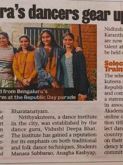 The newspaper article covering our students' selection for the Republic Day parade.