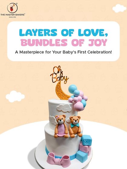 Celebrating a new arrival with this lovely two-tiered baby shower cake. With soft pastel colors, adorable teddy bear toppers, and an "Oh Baby" sign, it’s the perfect sweet centerpiece for welcoming a little one.