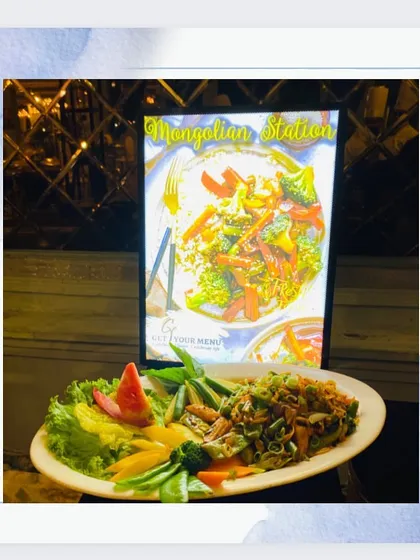 Our live Mongolian station, where guests can choose their own vegetables and sauces to be stir-fried by our chef into a custom meal.