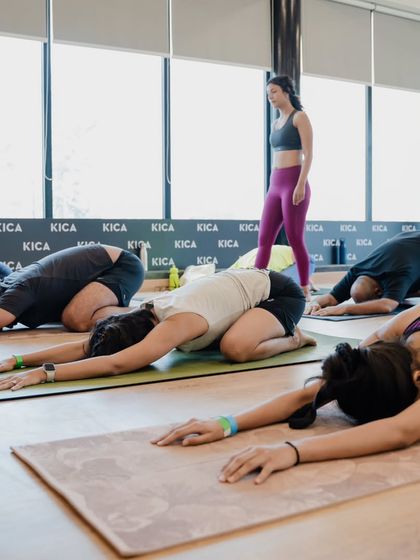 Guiding students into a restorative Child's Pose. This is a moment to surrender, connect with the breath, and release any tension.