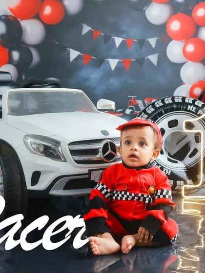 Ready, set, go. For the little racer who's already speeding into your heart, this car-themed shoot is full of energy and fun. I love creating dynamic setups like this to match your child's budding personality.