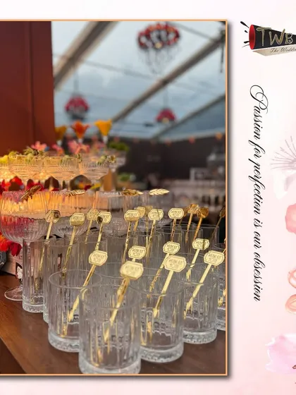 Custom stirrers for a 40th birthday celebration, adding a bespoke touch to the glassware and overall bar aesthetic.