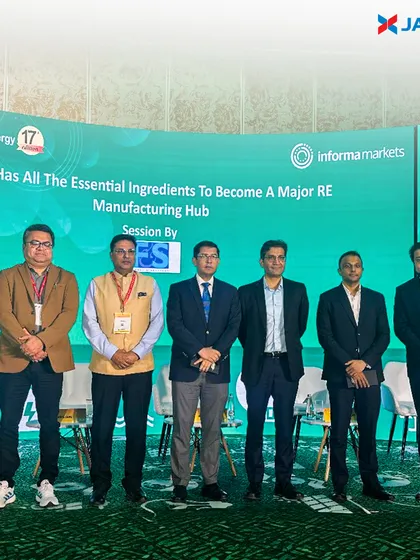 Our CEO of Jakson Solar, Mr. Anurag Garg, with fellow industry leaders at the REI Expo. We believe collaboration is essential to positioning India as a global leader in renewable energy manufacturing, and we are committed to being a key part of that journey.