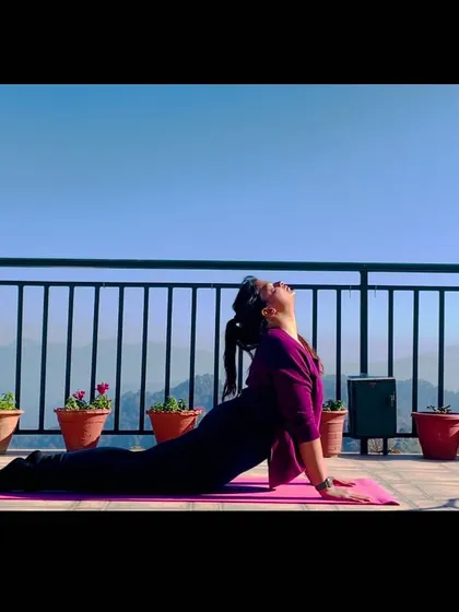 The Cobra Pose, or Bhujangasana, is a beautiful heart-opener and a great way to stretch the spine. Practicing outdoors with the sky above me is a reminder to stay connected to nature and find joy in every movement.