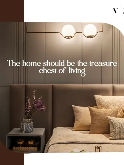 We believe the home should be the treasure chest of living. This bedroom, with its comfortable bed and warm, inviting tones, is the perfect example of a space designed for creating priceless moments.