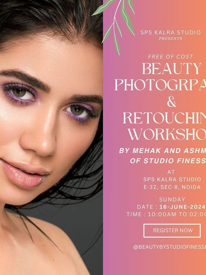 Another poster for our popular Beauty Photography and Retouching workshop. These free sessions provide immense value, covering the entire process from concept to final polished image.