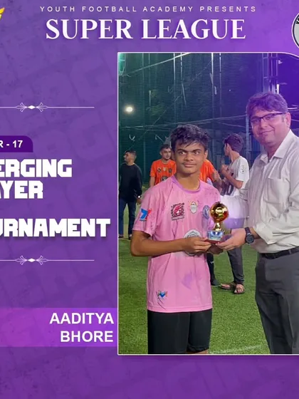 Aaditya Bhore, named the Emerging Player of the Tournament for the U-17 category. His talent and hard work stood out.