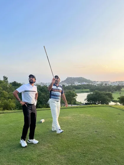 So much of golf is about what happens between shots. Here, we are discussing course strategy, analyzing the fairway, and planning the next move. This is a key part of my on-course golf lessons.