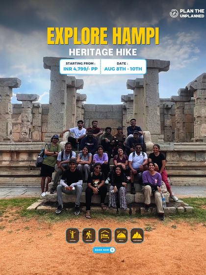 Another happy group amidst the iconic stone pillars of Hampi. We make sure you see the best of this ancient city.