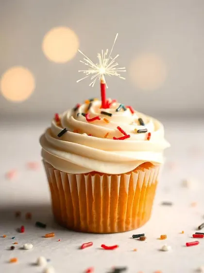 A single cupcake can be a celebration. I used a clean, bright style here to capture that feeling of a special moment, with a lit sparkler adding a touch of magic. This kind of minimalist food photography is great for highlighting the simple beauty of a dessert.