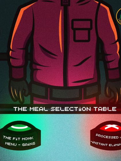 The meal selection game. You have one minute to choose: The Fit Monk Menu for gains, or processed junk for instant elimination. Choose wisely.