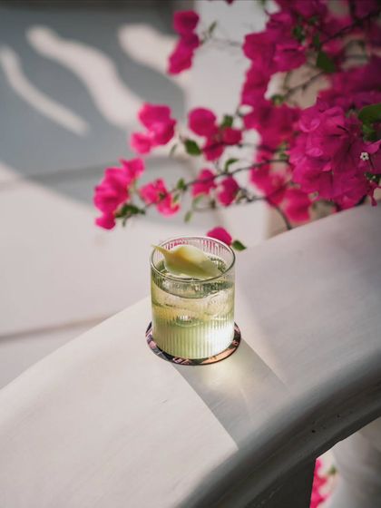 The Mango Meringue, a golden secret from my mansion. It's a luscious blend of mango juice, lime, and Italian white chocolate.