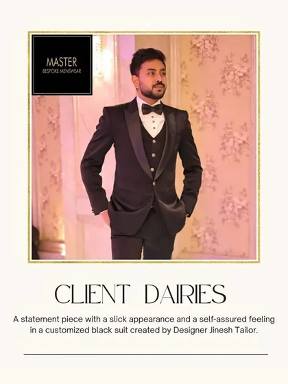 Another satisfied client in a custom black suit. My goal is to create a statement piece that not only looks slick but also gives you a feeling of complete self-assurance.